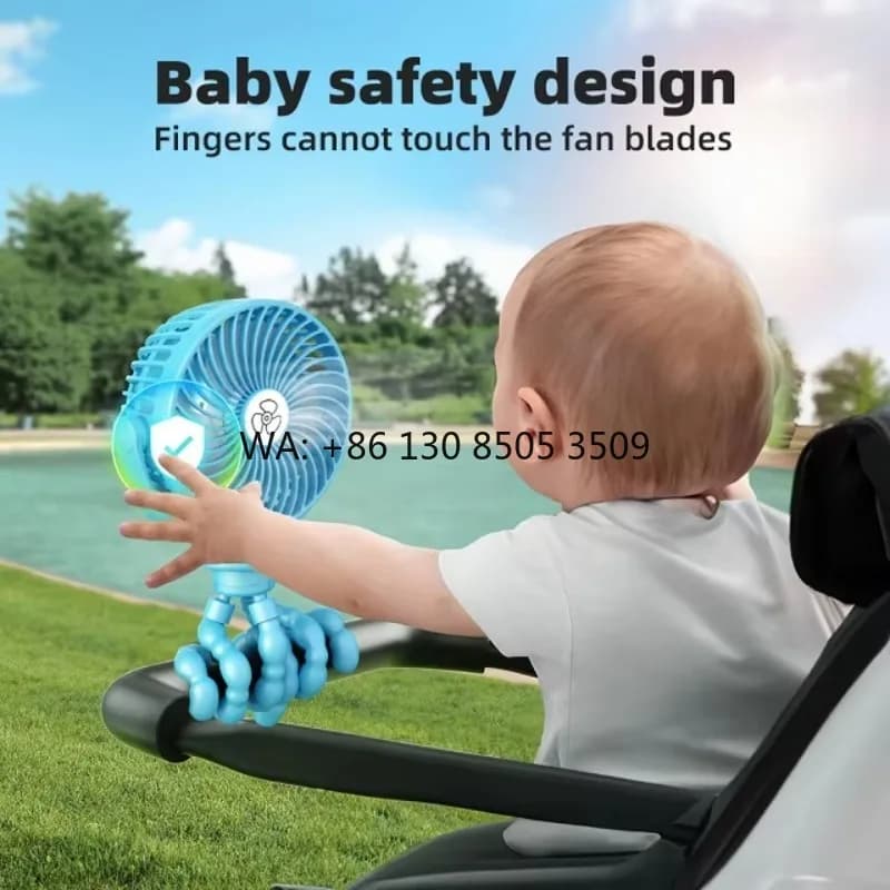 Ventilatore Portatile USB Ricaricabile a 360 Gradi per Auto e Camper, Mini Ventilatore a Forma di Polpo, Vendita all'Ingrosso