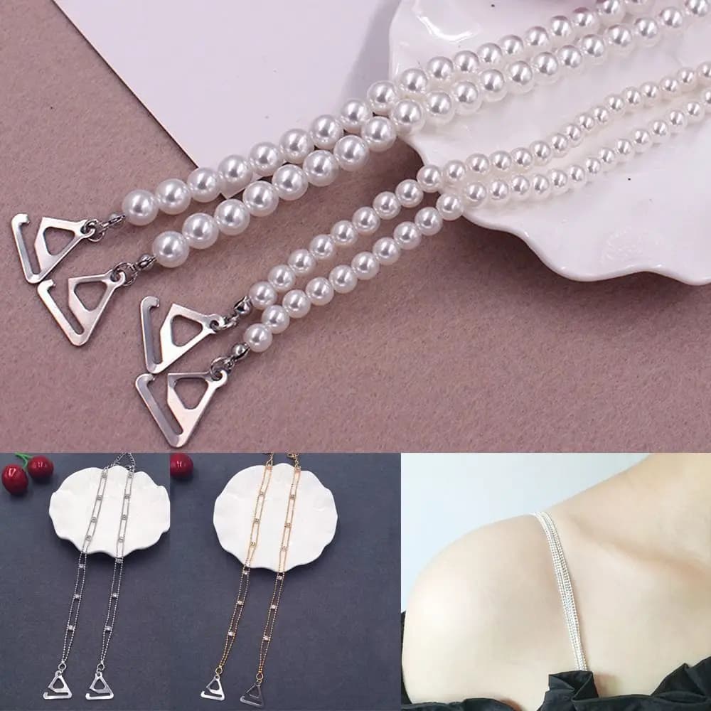 Cinghie per Reggiseno in Metallo alla Moda, Antiscivolo, con Perle, Regolabili, con Strass, Accessori per Lingerie Femminile