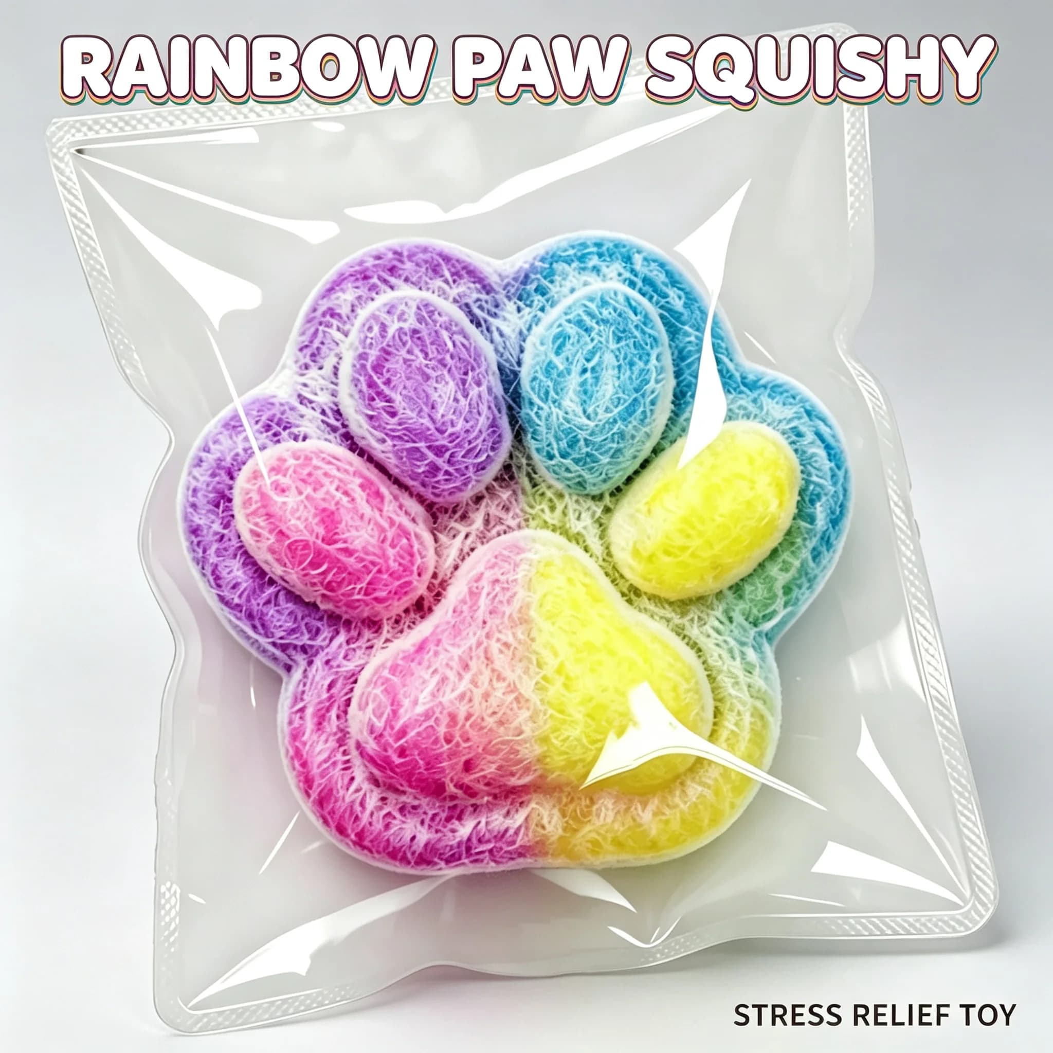 Padded Cat Claw Relaxation Toy, Cute Tricolor Squeeze Toy, Cute and Good-Looking Big Mac Plush Extra Large Cat Claw Pinch Le Cat Claw - Sticky Fingertip Toy with Soft TPR Material, Durable Construction, Fun Accessories, Fun Seekers, High Quality Materials