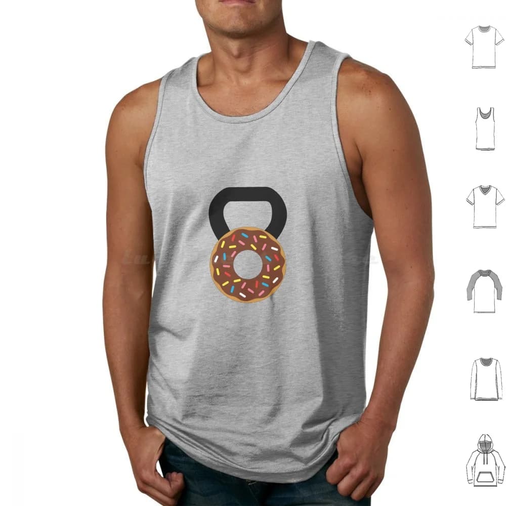 Kettlebell Donut Tank Tops Print Cotton Motivation Gym Strong Fitness Bodybuilding Funny Training Muscle Workout Running