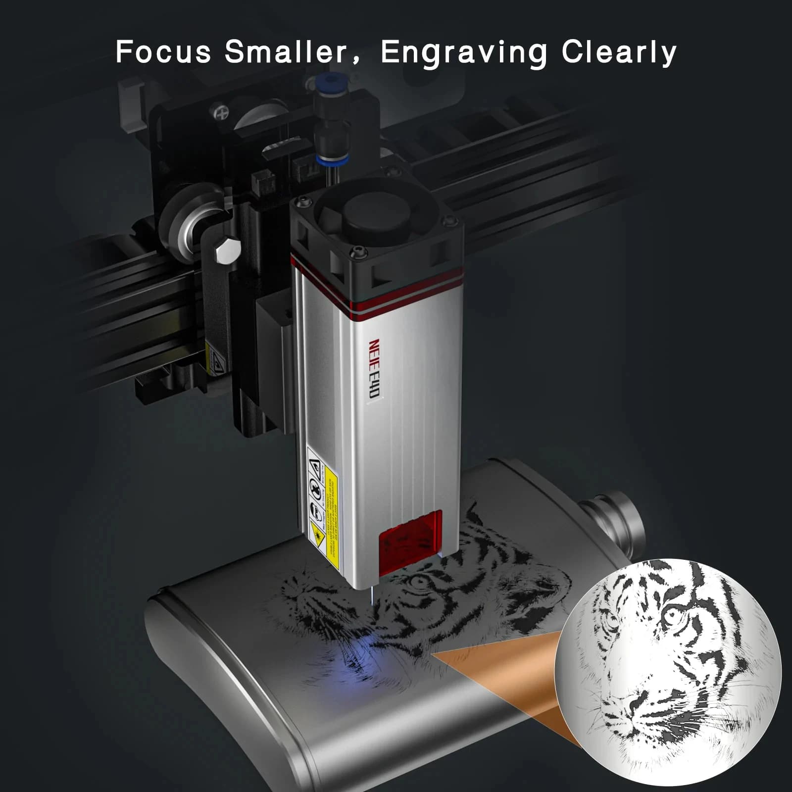 80W Laser Module for Stainless Steel Engraving/Metal and Professional Wood Cutting Tools, Fixed Fire, Double Ray