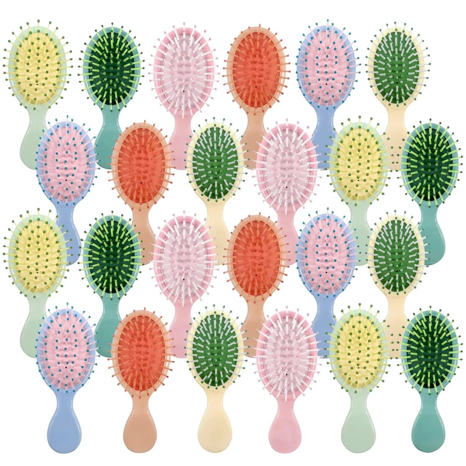 Set di 24 mini spazzole per capelli bagnati, strumento da viaggio per districare tutti i tipi di capelli, rimozione delicata dei nodi senza danneggiare i capelli