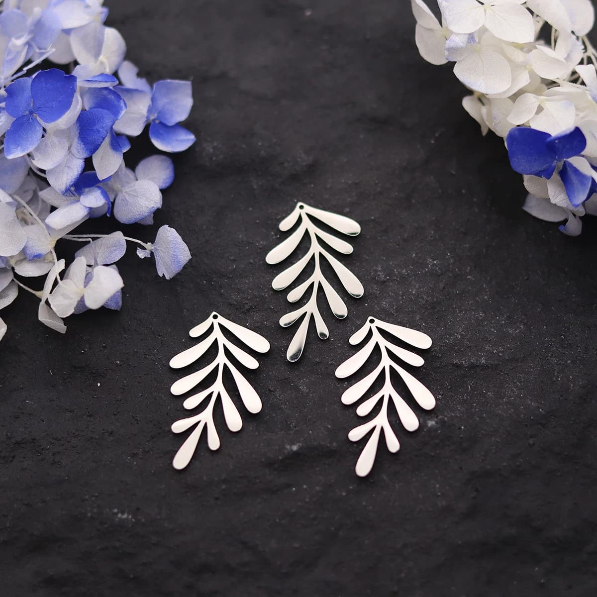 3pcs Stainless Steel Leaves Charm For Jewelry Making Plant Pendant DIY Necklace Bracelet Earrings Accessories Gift