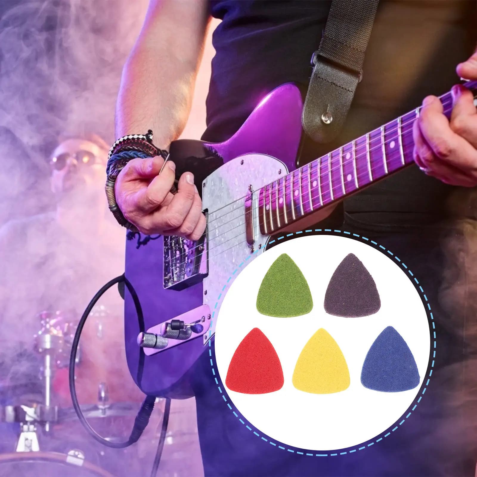 20 Pezzi Plettri in Feltro di Lana Professionali Leggeri e Portatili per Ukulele, Chitarra Folk, Elettrica e Acustica