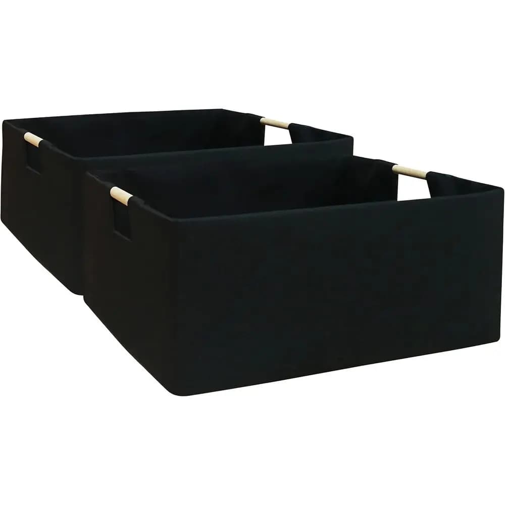 Container or Shelf for Storage, Folding Baskets RecCloset with Handles, Black Boxes for Home, Office, Car, Dormitory