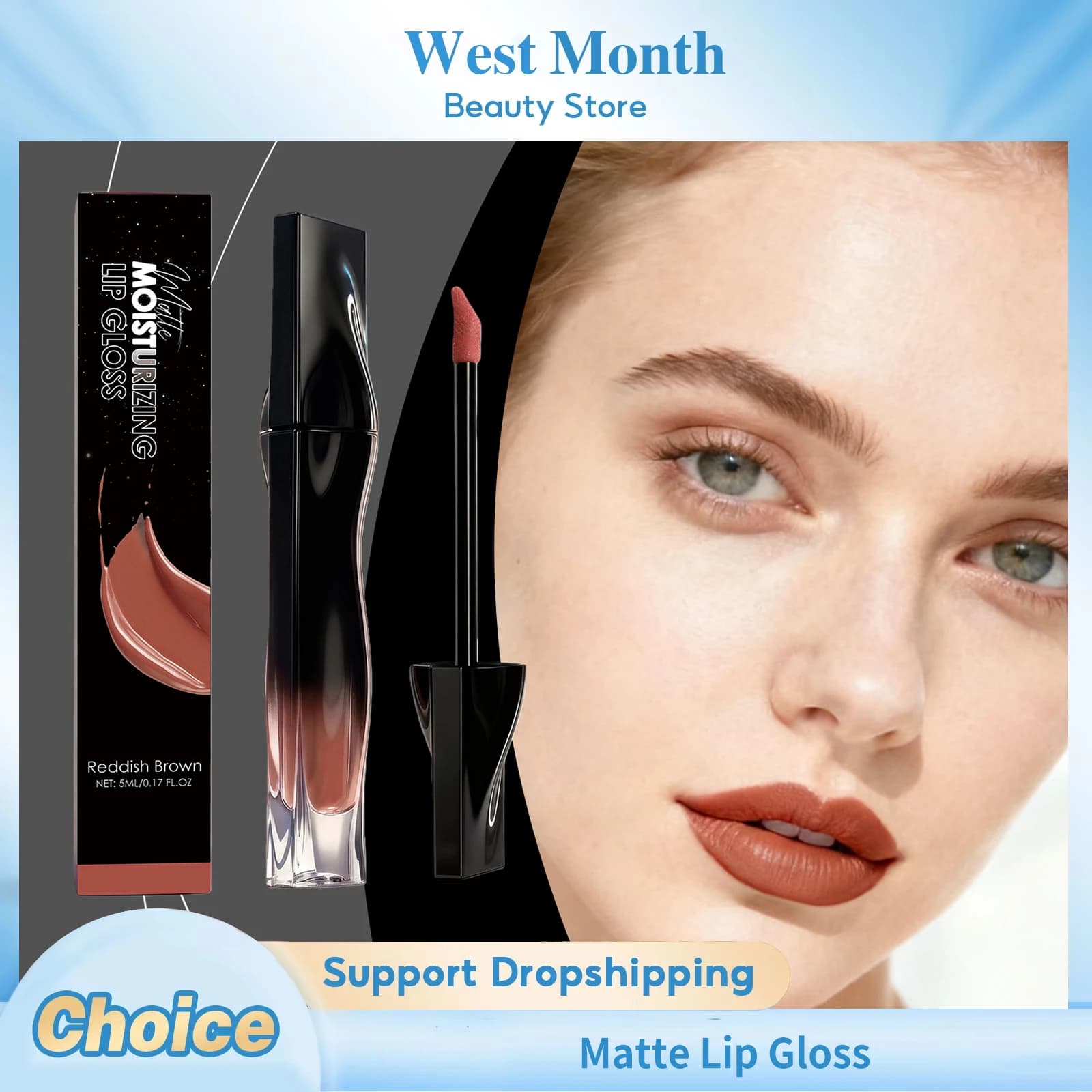 Matte Lip Gloss Waterproof Sweatproof Long-Wearing Smooth Texture Lip Fullness Enhancement Moisturizing Red Lip Matte Lipstick
