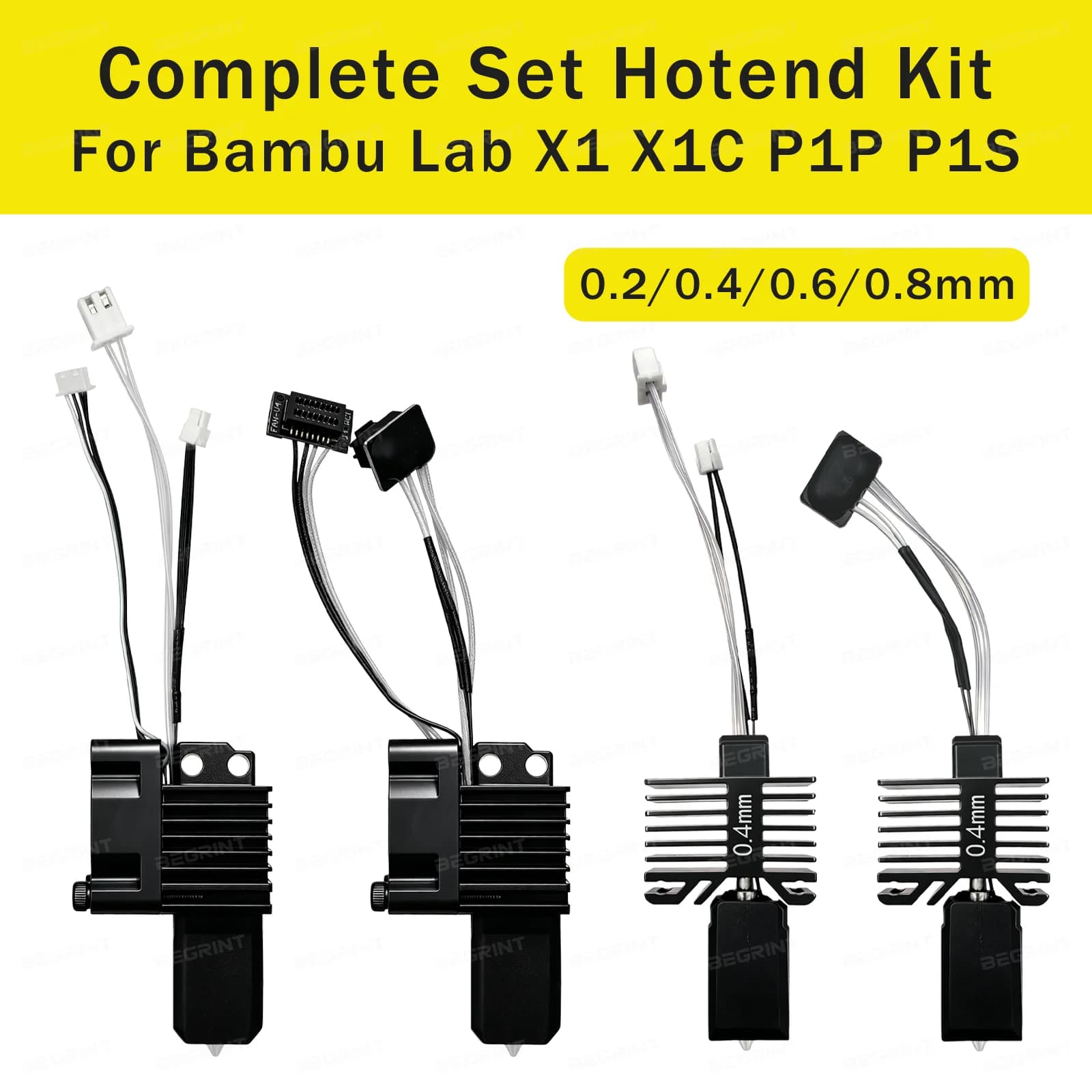 Kit Completo Hotend per Bambu Lab X1 Carbon X1C P1P P1S, Assemblaggio Completo Hot End per Stampa 3D con Ventola, Termistore e Riscaldatore in Ceramica