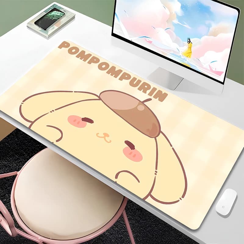 Mouse Mat Anime 90x40cm Pompompurin Game Accessories Cabinets Gamer Computer Desk Mat PC Anti-slip Keyboard Mouse Mat for Tablet