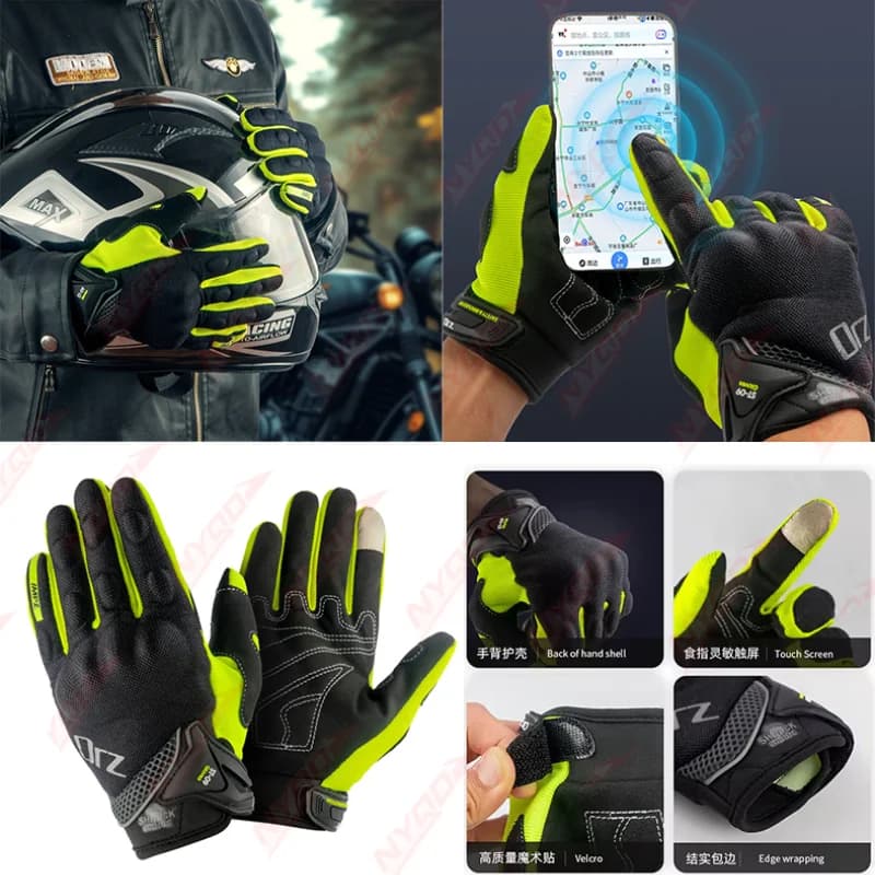 Orz Summer Spring Motorcycle Gloves Anti Fall Breathable Full Finger Protective Gear for Men Electric Scooter Wrist Guard