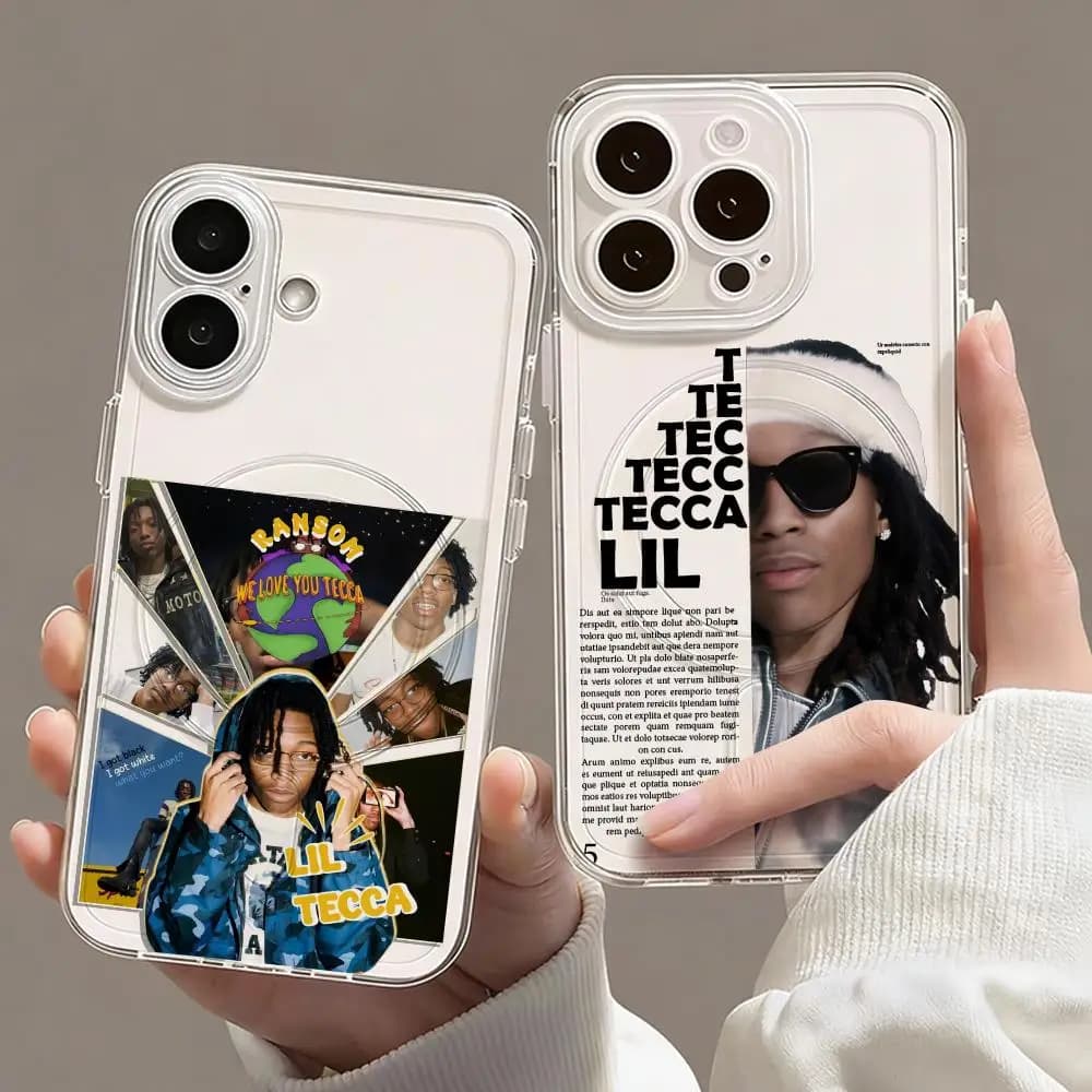 Cover Magnetica Trasparente Rapper L-Lil Tecca per iPhone 17 16 15 14 13 12 Pro Max Plus Sottile Wireless