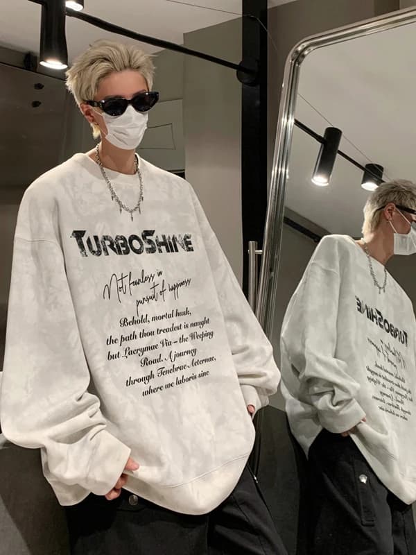 American Sle Tie Dye Heavyweight Hoodie Men's Spring Autumn Casual Inner Wear Base irt Trendy Haome Loose Top