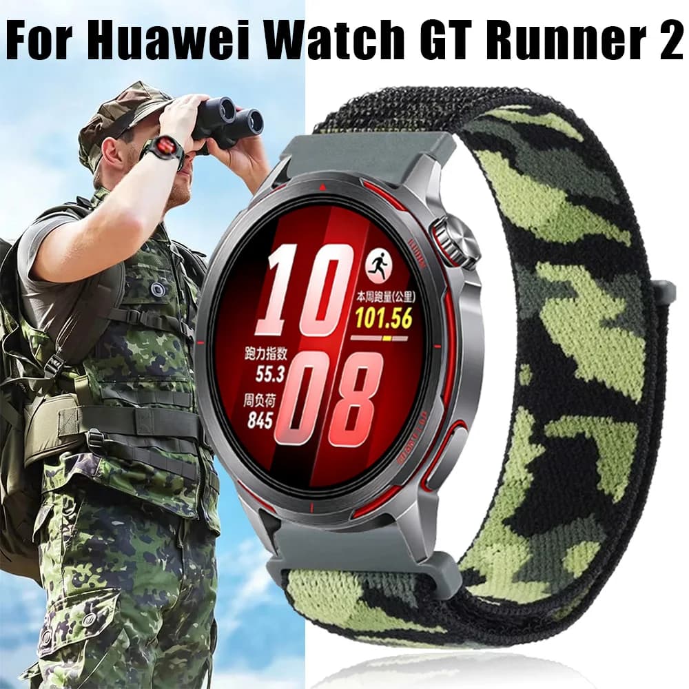 Cinturino in nylon da 20mm 22mm per Huawei Watch GT Runner 2 Ultimate 2 GT6-5-4 46mm, mimetico traspirante, compatibile con Amazfit Active Max