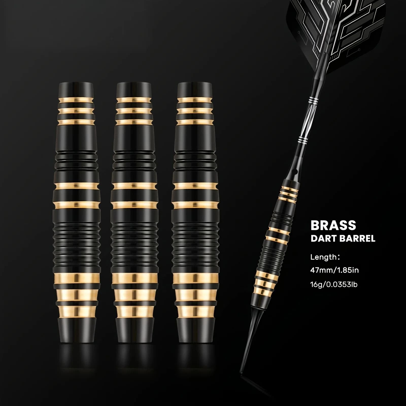 3pcs universal Dart Body Replacement, 16g Durable Brass Dart Barrel Body, 47mm Long Including Storage Box