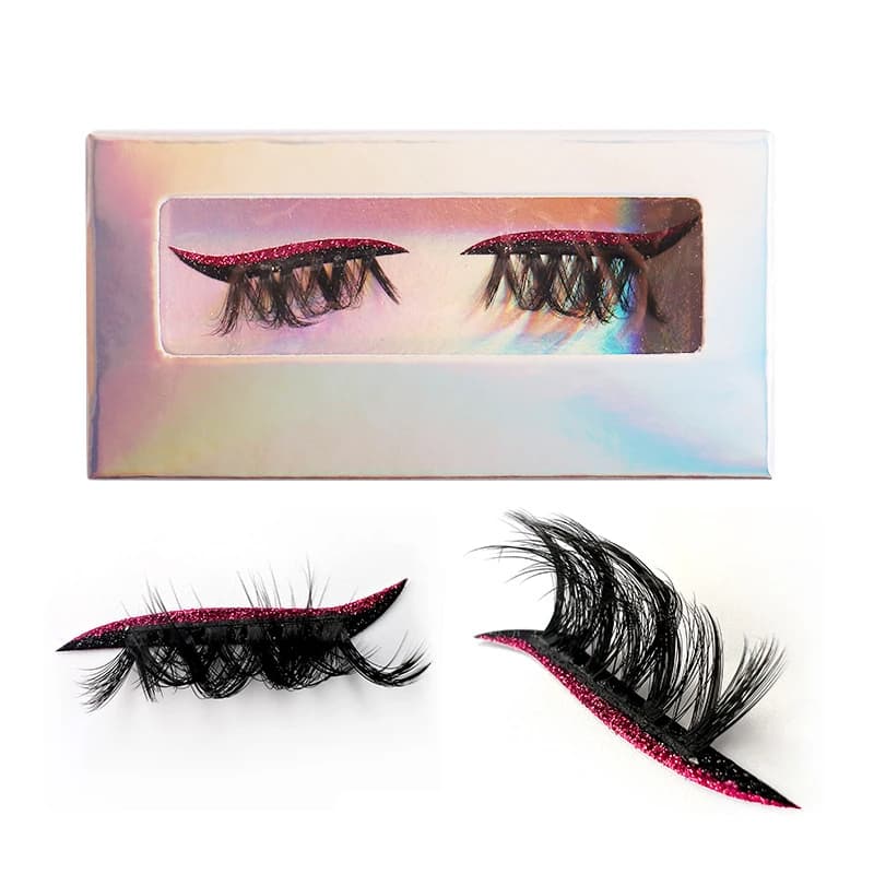 Eye Shadow Eyelashes Color Eye Shadow False Eyelashes Makeup Individual Self-adhesive False Eyelashes Colorful Thick