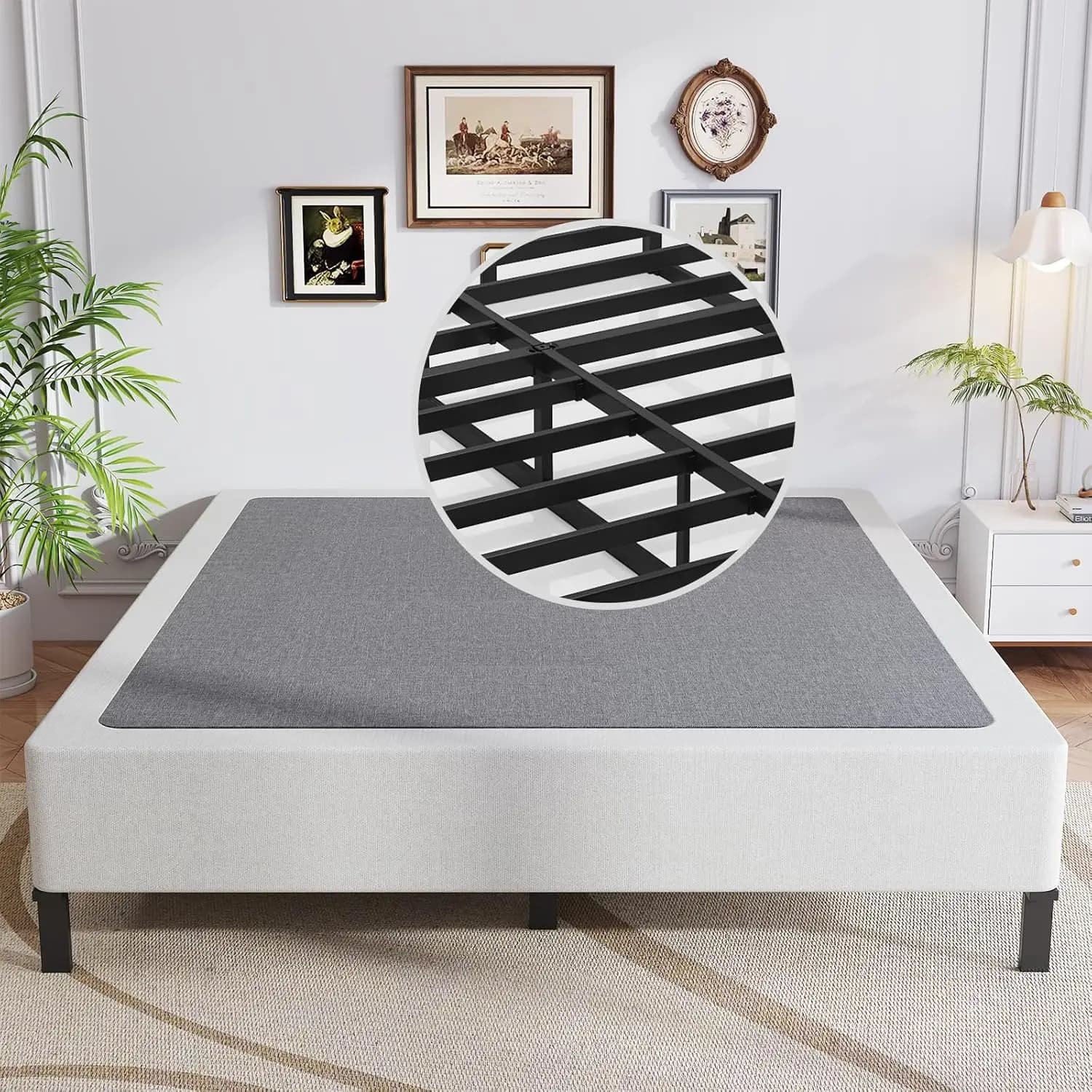 Molla per scatola Queen, molle per scatola da 9 pollici per letto Queen, supporto per fondotinta per materasso con struttura in metallo resistente per 3000 libbre, facile montaggio