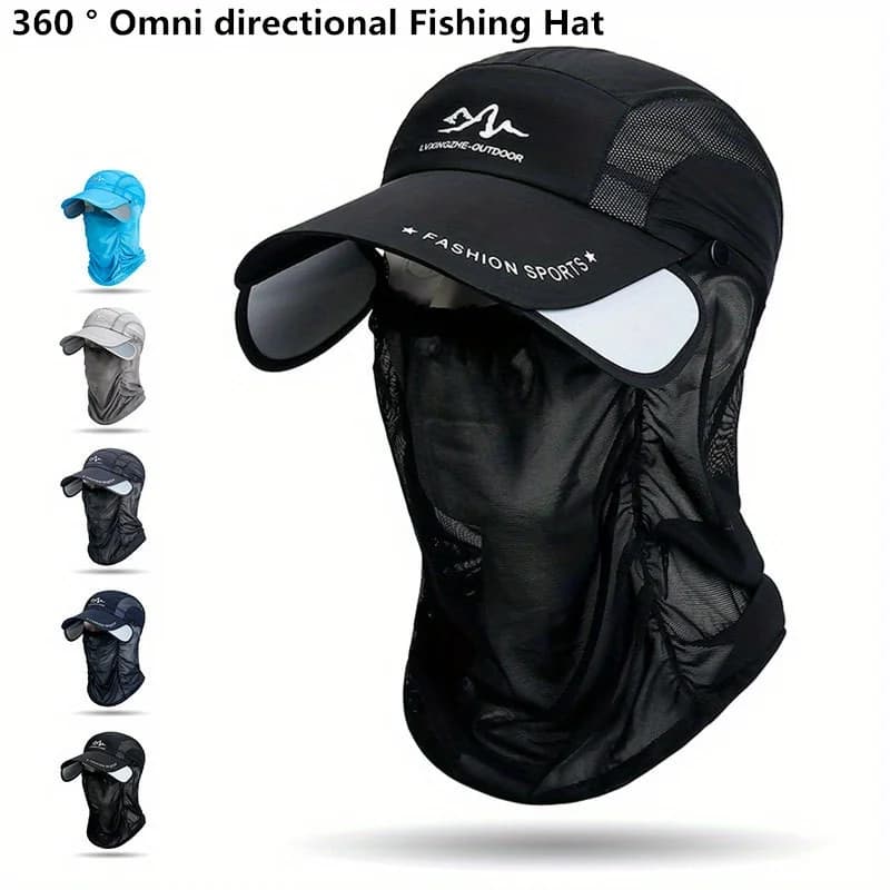 360 ° cappello da sole da pesca portatile, protezione solare per ciclismo ed escursionismo all'aperto, attrezzatura da pesca staccabile e regolabile