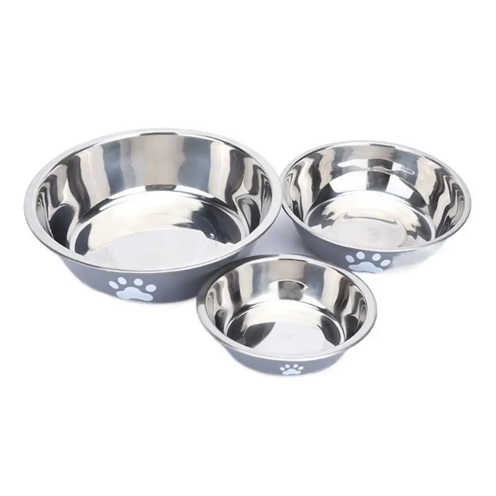Large Capacity Stainless Steel Dog Bowl Non-rust Bilayer Dog Food Bowls Drinkers Cat Paw Pattern Pet Feeders Dog Water Bowl