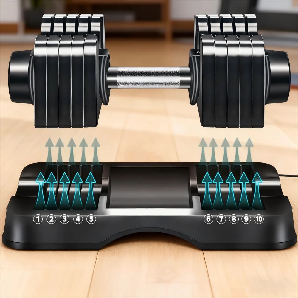 Black Rubber Adjustable Dumbbells 25kg Weight Adjustment for Muscle Training and Custom Packaging