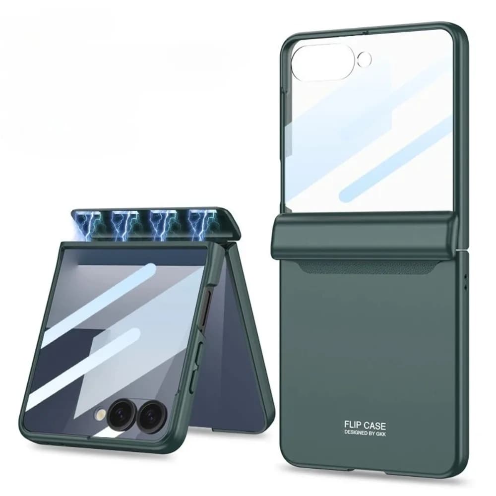 Per Samsung Galaxy Z Flip 7 6 5G Custodia per telefono con protezione cerniera magnetica e protezione per schermo anteriore Cover rigida antiurto per PC