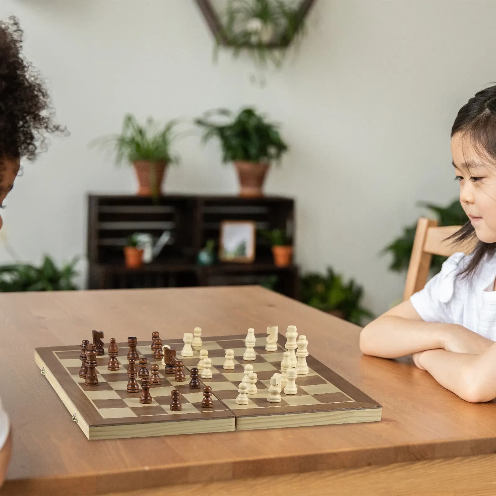 Set di 32 Pezzi degli Scacchi in Legno Marrone e Bianco, Robusti Pezzi di Ricambio per Gioco da Tavolo per Imparare a Pensare