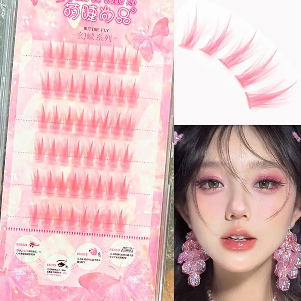 New colored individual eyelashes Natural fake eyelashes in mink Purple Pink Brown Green Blue Purple Color eyelashes