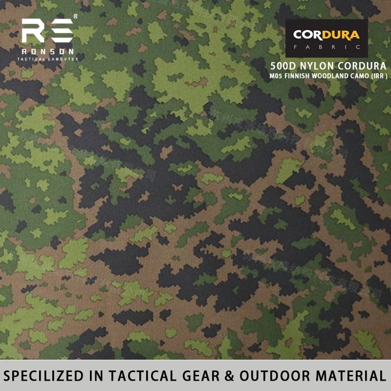 500D Nylon Cordura Finnish Camo Water-Resistant PU Coated for Tactical Gear Backpack Military Rucksack Camping