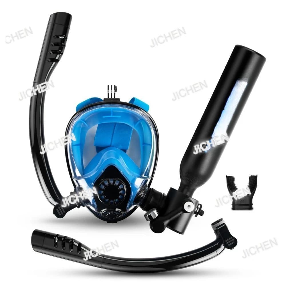 QXJ Tank with Snorkeling Mask 0.5L Mini Portable Scuba Polmoni Oxygen Cylinder Full Face Diving Mask Diving System