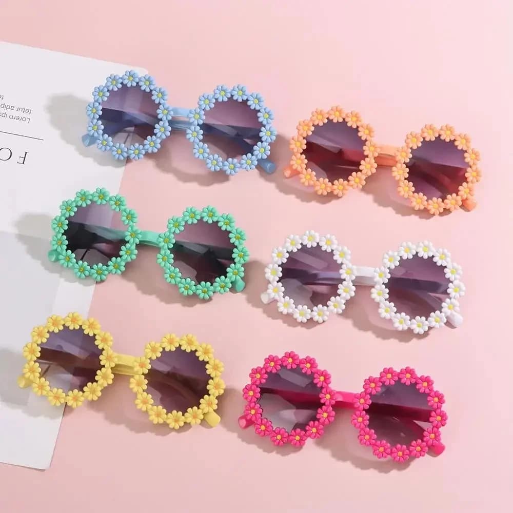 Children's Round Sunglasses Children's Flower Glasses Carinized daisy sunglasses Children's Sunglasses Outdoor Solar Protection Fashionable Funny Party Glasses