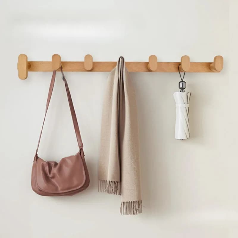 Nordic hook in solid wood without punching Creative hook for clothes Back door Wall for clothes and hats No hook for punching
