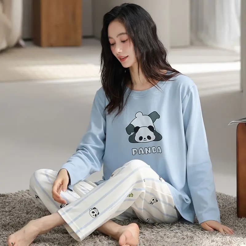 2025 Autunno Plus Size Manica lunga 100% cotone Pigiama Set per le donne Cute Cartoon Sleepwear Pigiama Homewear Pijama Mujer Vestiti