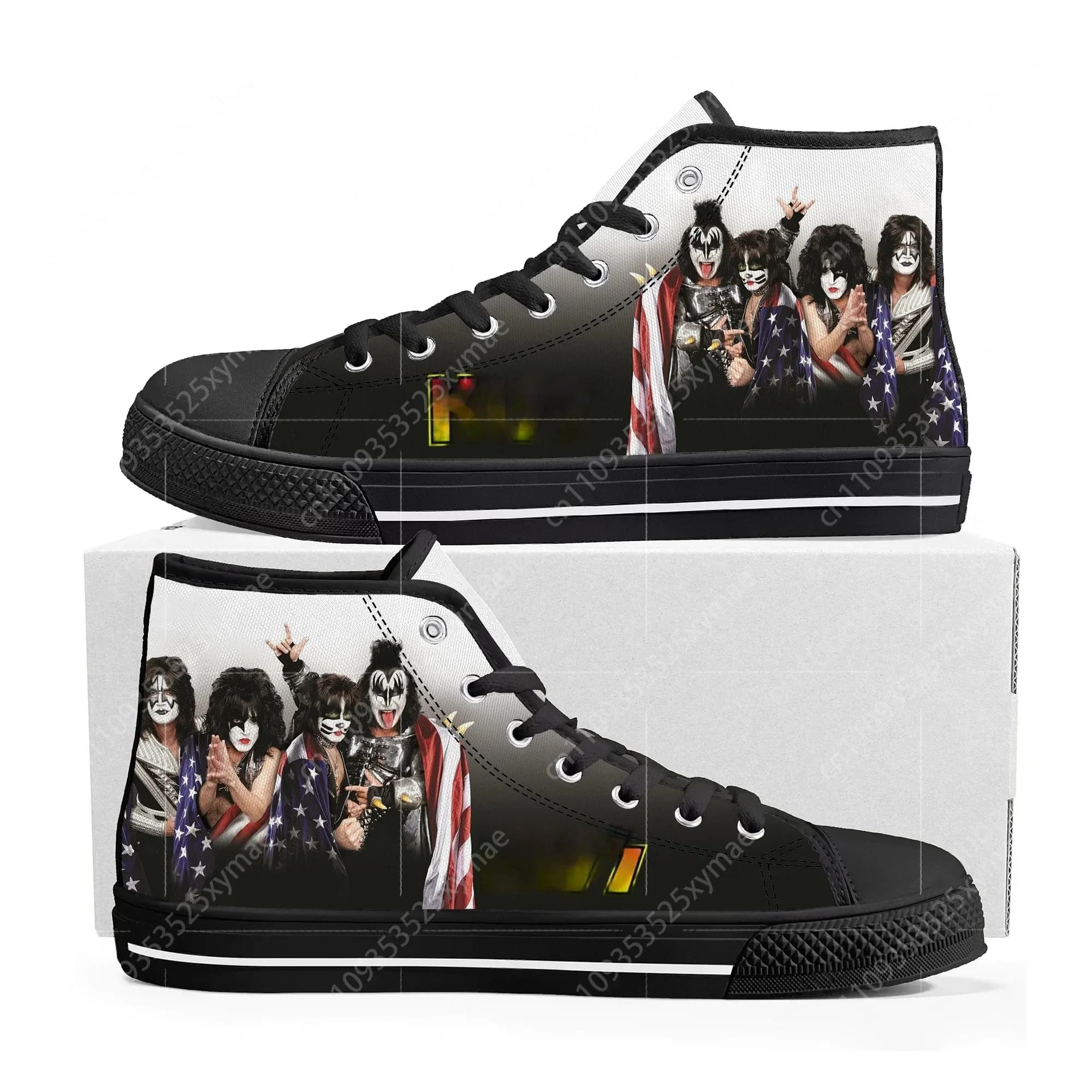 Sneakers Alte Kiss Heavy Metal Rock Band da Uomo e Donna, Leggere in Tela, Scarpe Casual Personalizzate per Escursionismo Ghana