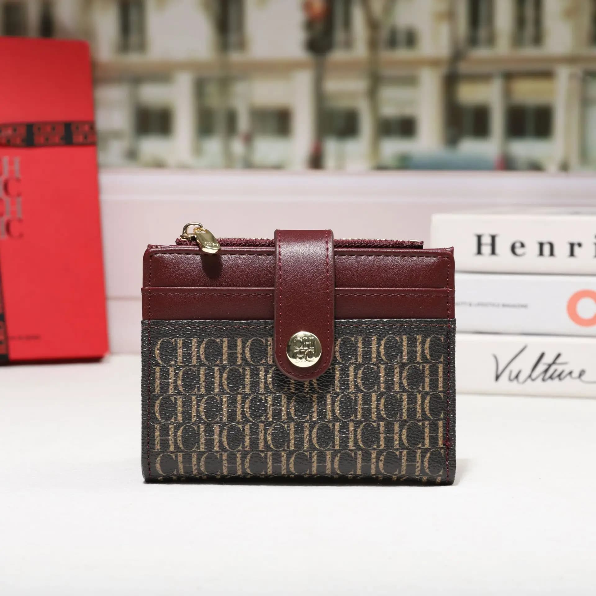 CHHC 2026 Mini Portacarte con Stampa Lettere, Portamonete Compatto con Cerniera, Portafoglio Sottile Unico da Donna