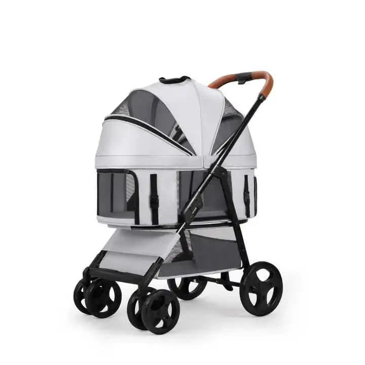 STLFFactory Carrello da viaggio per passeggino per cani di gatto di lusso all'ingrosso Carrello per cani da compagnia pieghevole portatile a 4 ruote