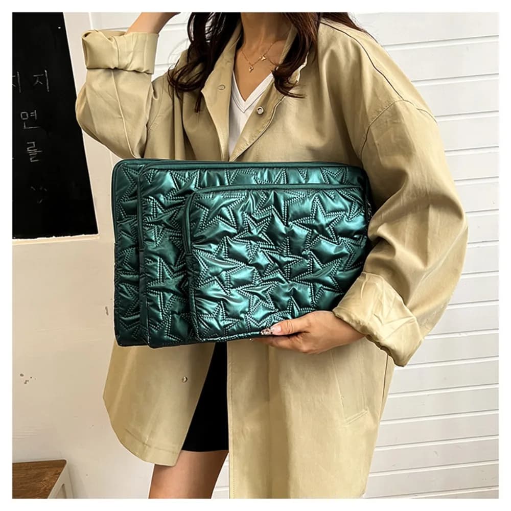 New Solid Color Laptop Case Star-Shaped Pleats Design Laptop Sleeve Shockproof Protective Tablet Case Travel