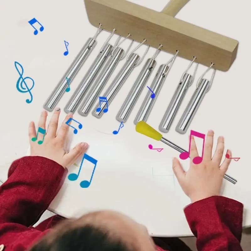 Table Top Wind Chime Percussion Wind Chime Music Instrument with Mallet Single Row Bar Chimes Percussion Instrument Percussion