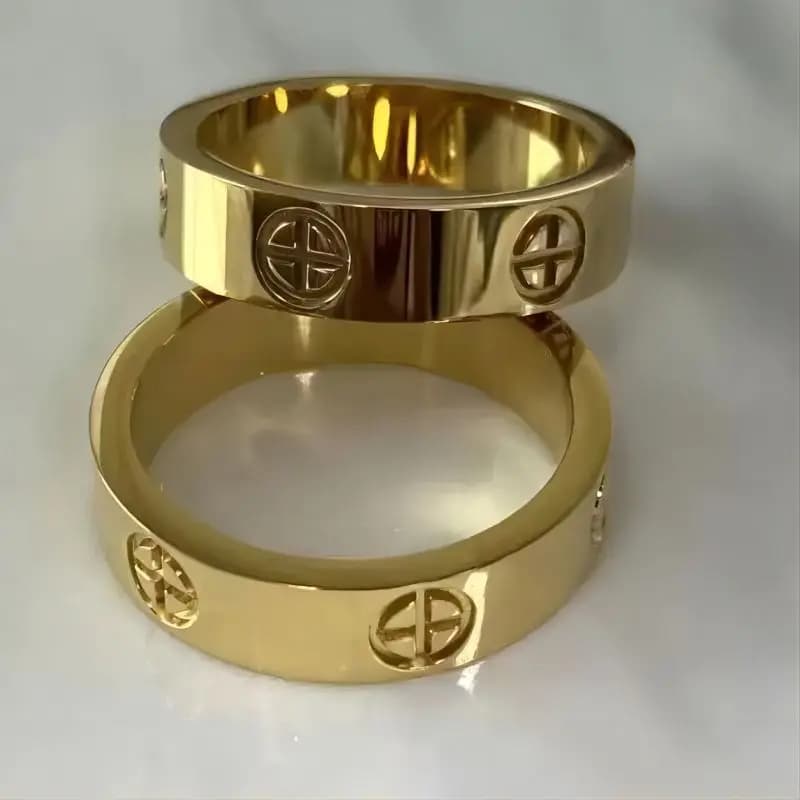 Anelli classici in acciaio inossidabile con croce di moda per donna uomo regalo di nozze di gioielli di lusso color oro