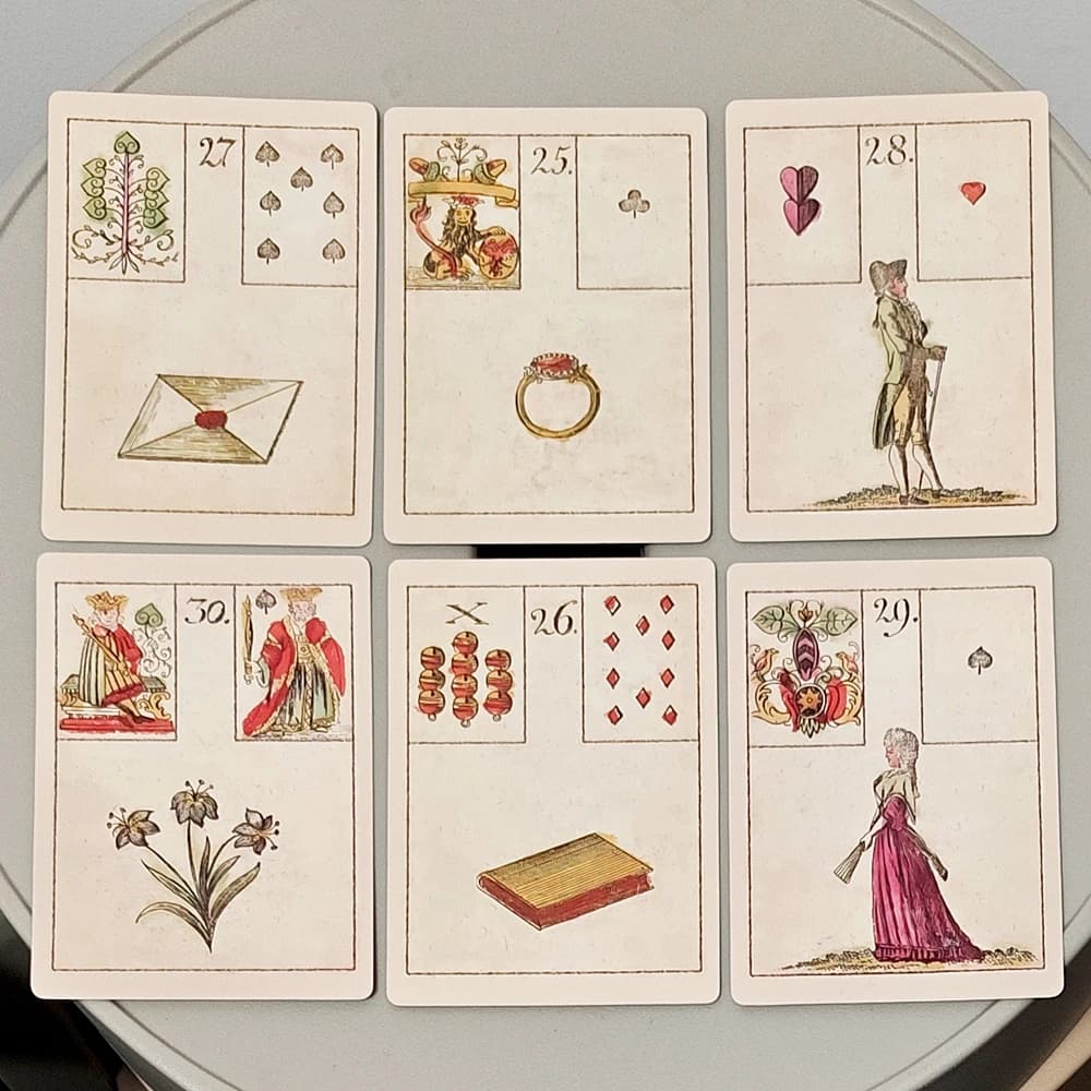 Set di 36 carte per la divinazione Ur-Lenormand - (Il Gioco della Speranza) - Mazzo di divinazione vintage del XVIII secolo - 9*6 cm
