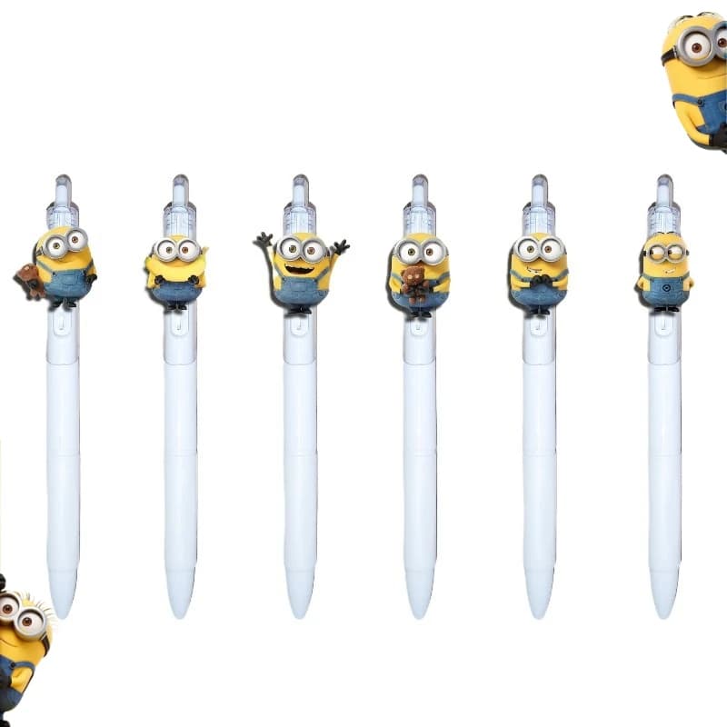 Penna Gel Acrilica con Patch dei Minions, Carina e Kawaii, Cancelleria per Studenti, Penna Retrattile 0.5mm, Merchandise Anime all'Ingrosso
