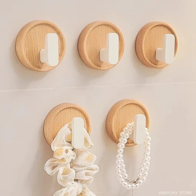 New wooden decorative hooks Circulars to hang on the wall, clothes, keys, towels, hooks for organizing bathroom kitchen accessories