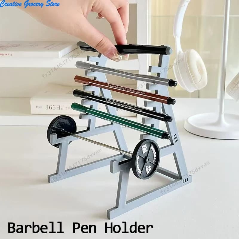 1 piece squat rack set, mini pencil organizer with barbell, with weight plates, fitness theme table accessories