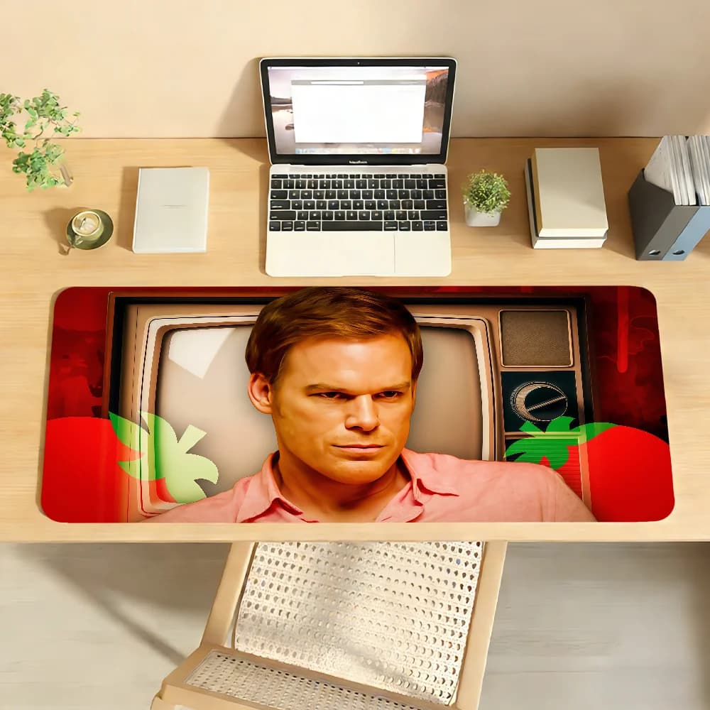 Tappetino per mouse Dexter Morgan, antiscivolo, con bordo bloccabile, per PC, laptop, accessori per ufficio, tastiera in gomma, tappetino da gioco XXL