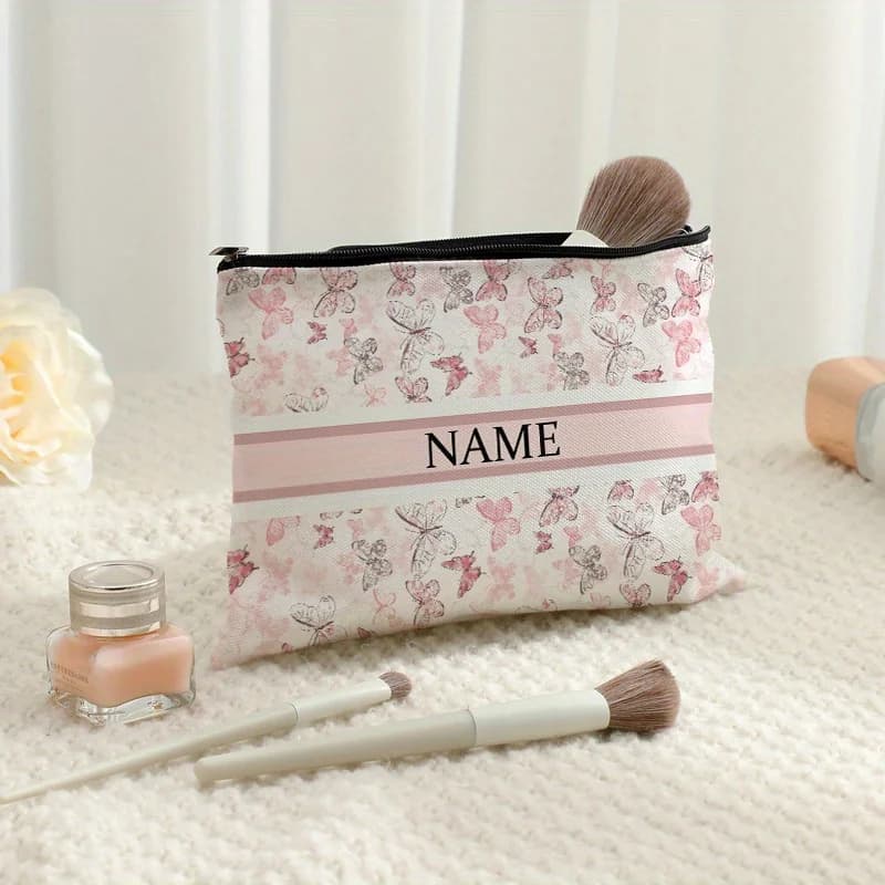 1 pz Borsa da viaggio personalizzata con nome e stampa floreale, pochette porta trucchi e articoli da toeletta, organizer regalo per feste