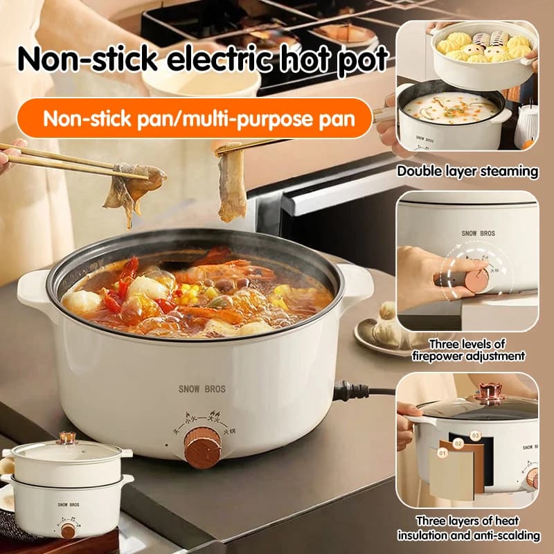 Electric pentola for student dorm Pentola for domestic use Small multifunctional electric pot Integrated non-stick pan