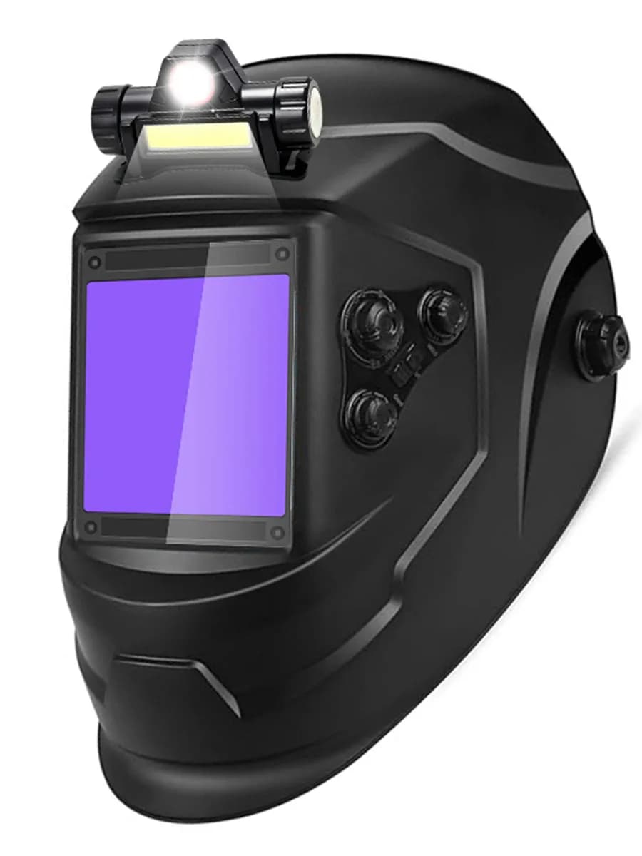 Casco per saldatura con oscuramento automatico ad ampia vista, paralume largo 4-9/9-13 per taglio e molatura dell'arco TIG MIG