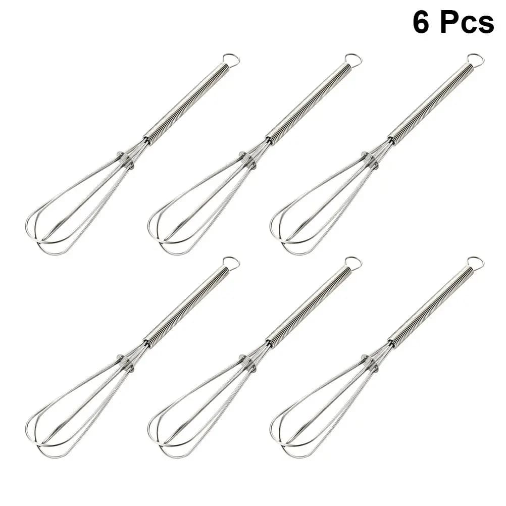 6Pcs Stainless Steel Mini Whisk for Eggs Milk Cream Hot Chocolate Protein Powder Sauce Dressing Scrambled Eggs Custard Kitchen