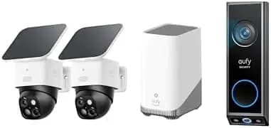 2-Cam Solar Security Camera Kit with HomeBase & Battery Video Doorbell, No Blind Spots, No Monthly Fee, 1080p