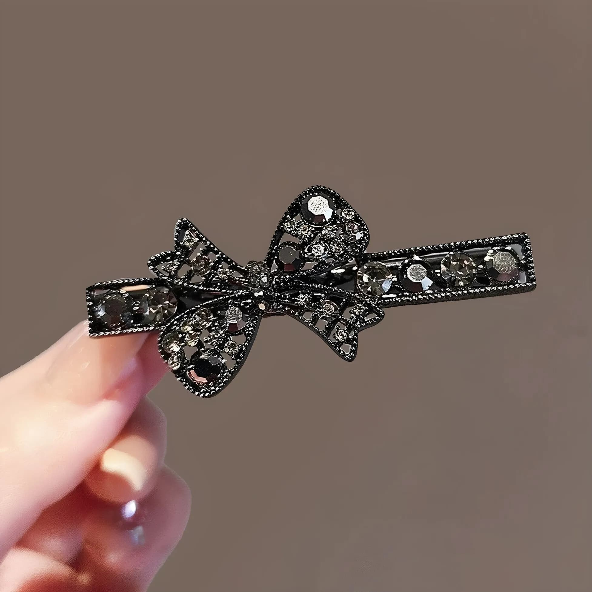 High-End Sparkling Diamond Bow Hair Clip, Elegant Side Clip, Exquisite Bangs Clip, Hairpin for Stray Hair, Graceful Duckbill Clip Hair Accessory