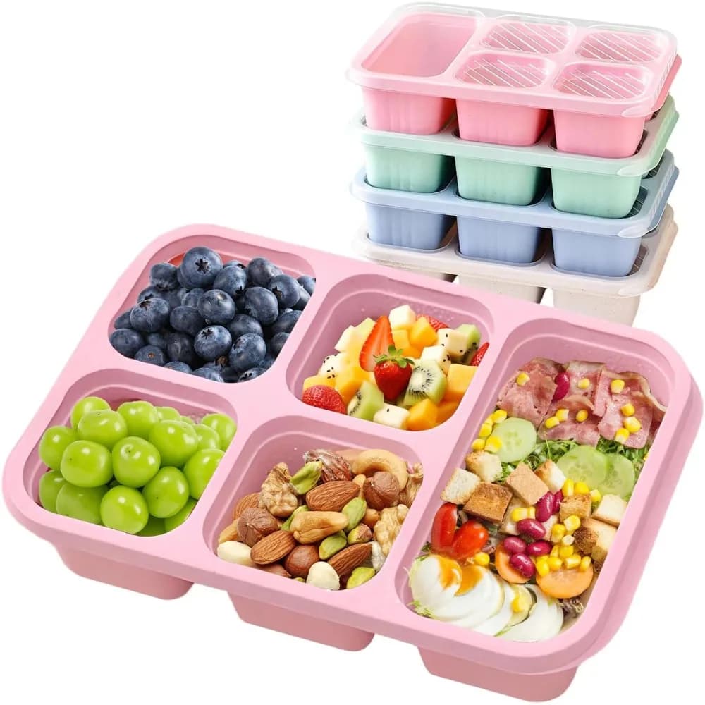 Lunch Box Bento con Bento Box riutilizzabile a 5 scomparti per microonde, compatibile con contenitori per snack Bento per viaggi e lavoro