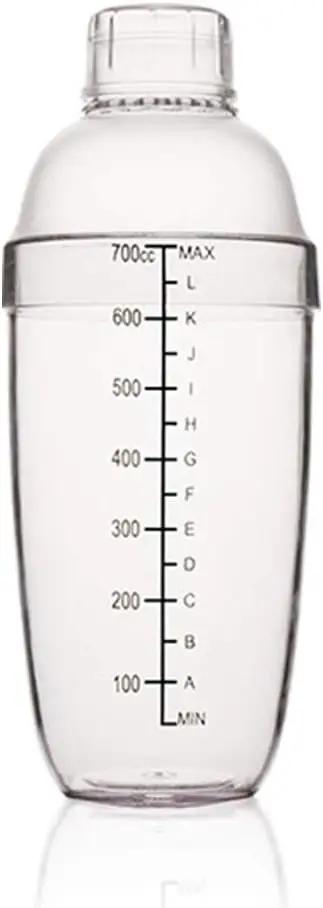 Shaker per Cocktail in Plastica Trasparente con Scala Graduata, Mixer Manuale per Bubble Tea e Bevande, 700cc / 24 oz, Accessorio da Bar