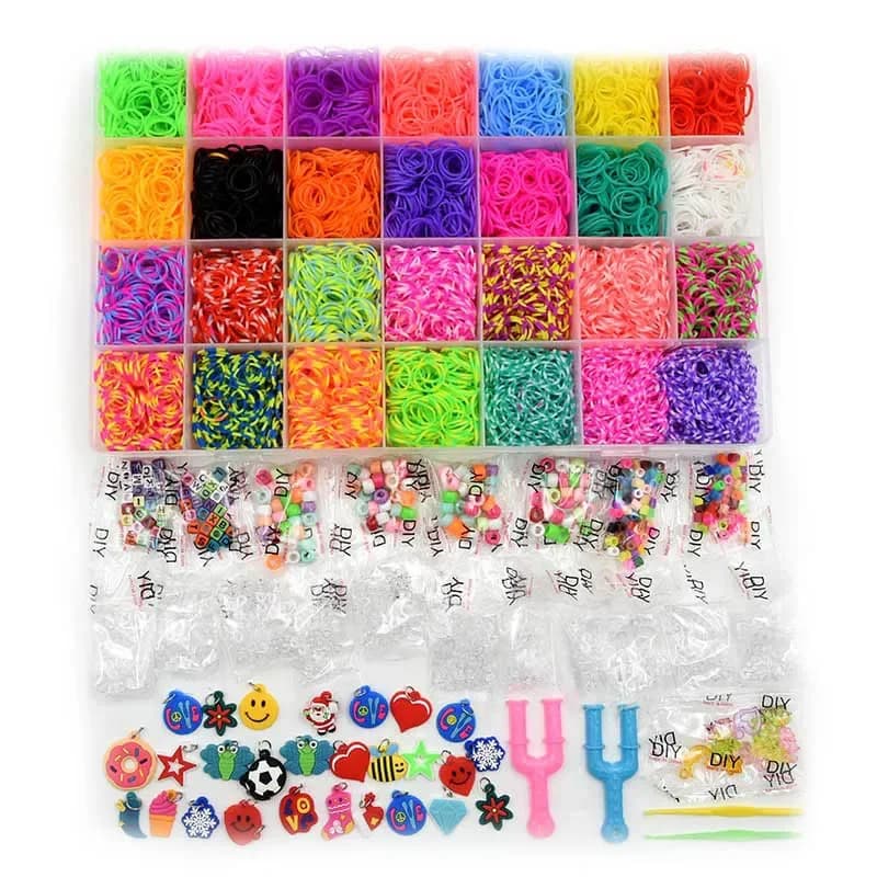 10000pcs Rubber Loom Bands Kits Beads Toys Set Hand Knitting Machine Handmade DIY Weave Color Bracelet Girl Gift